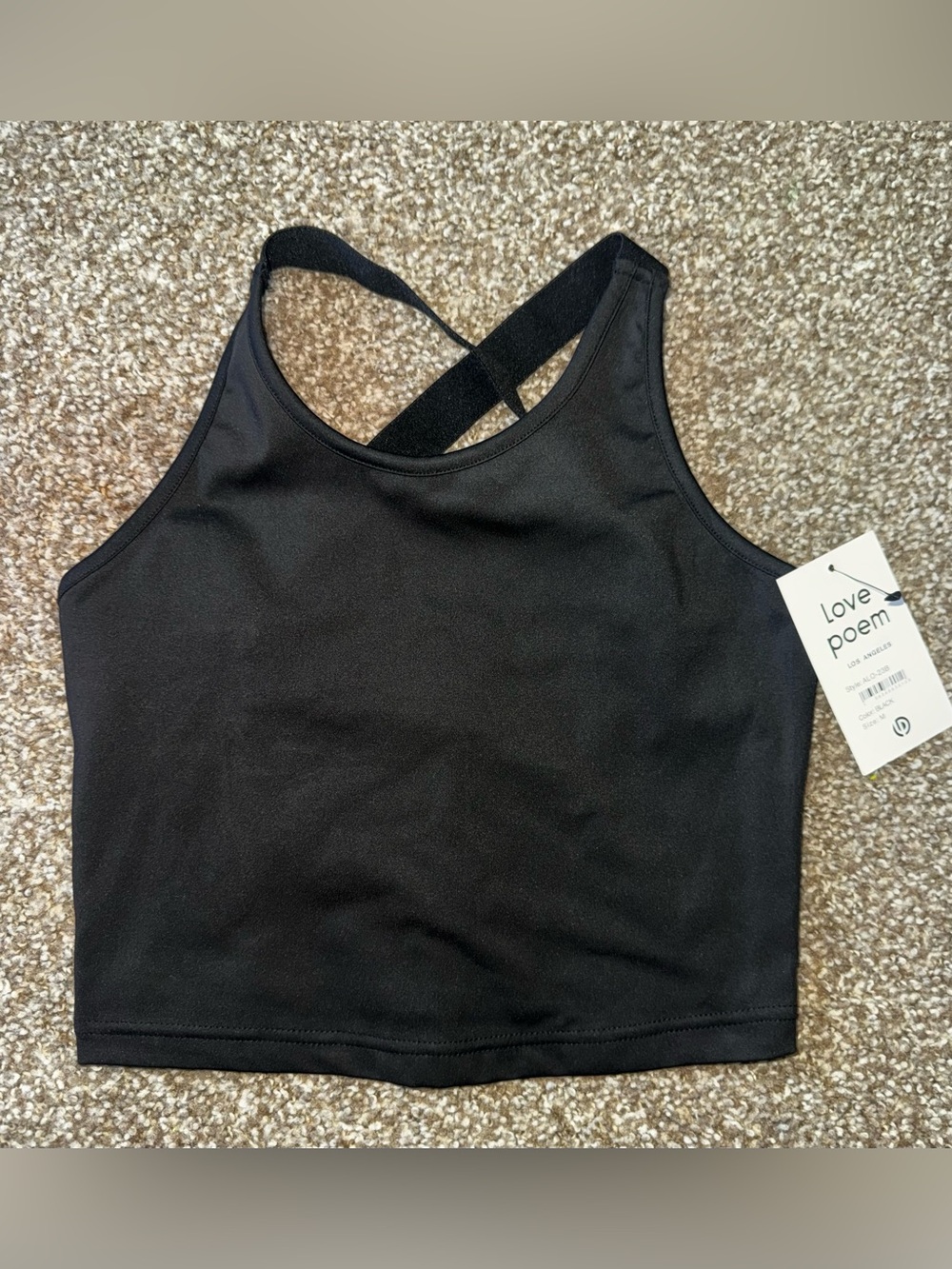 Love Poems Black Crossback Crop Tank Women’s M